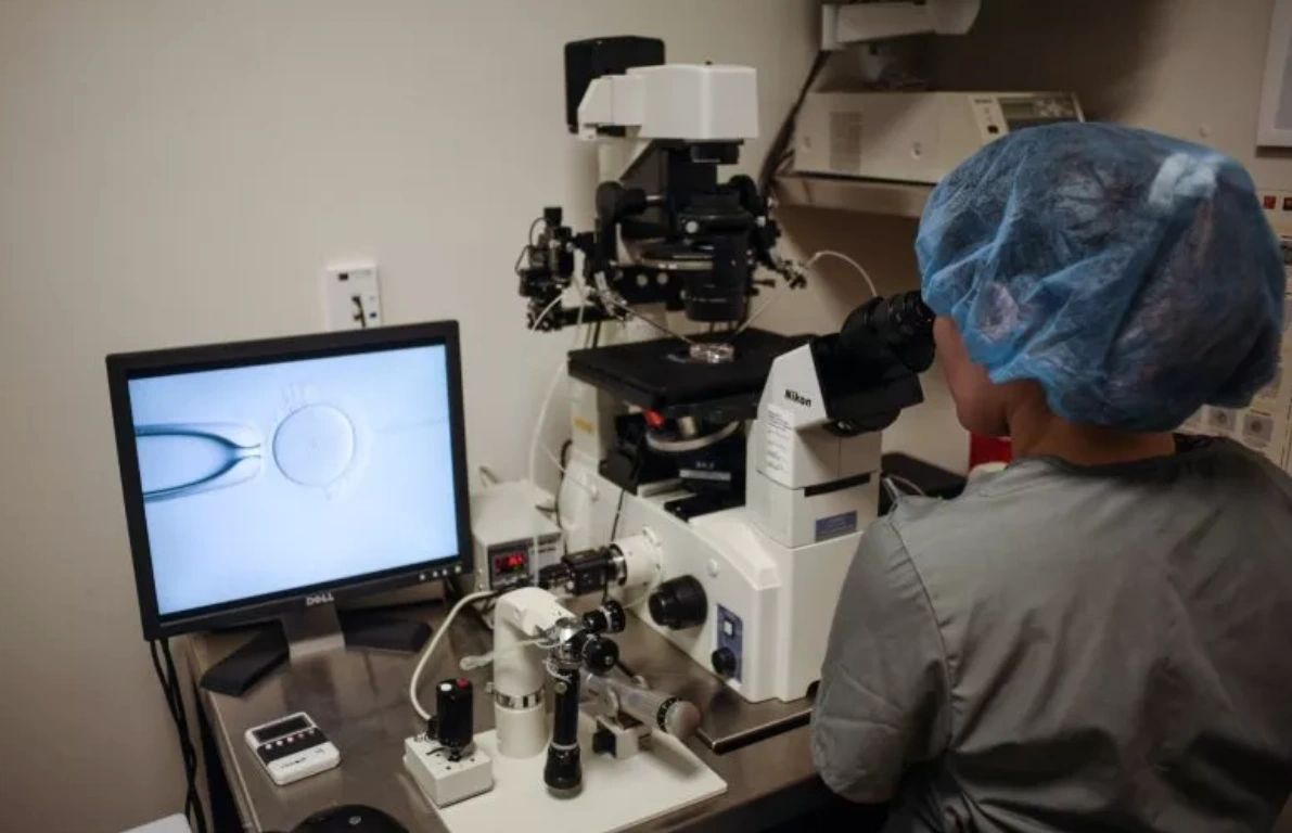 Navigating the Maze of Fertility Clinics: America's Best 2024 An embryologist is seen at work at the Virginia Center for Reproductive Medicine in Reston, Virginia, on June 12, 2019.
